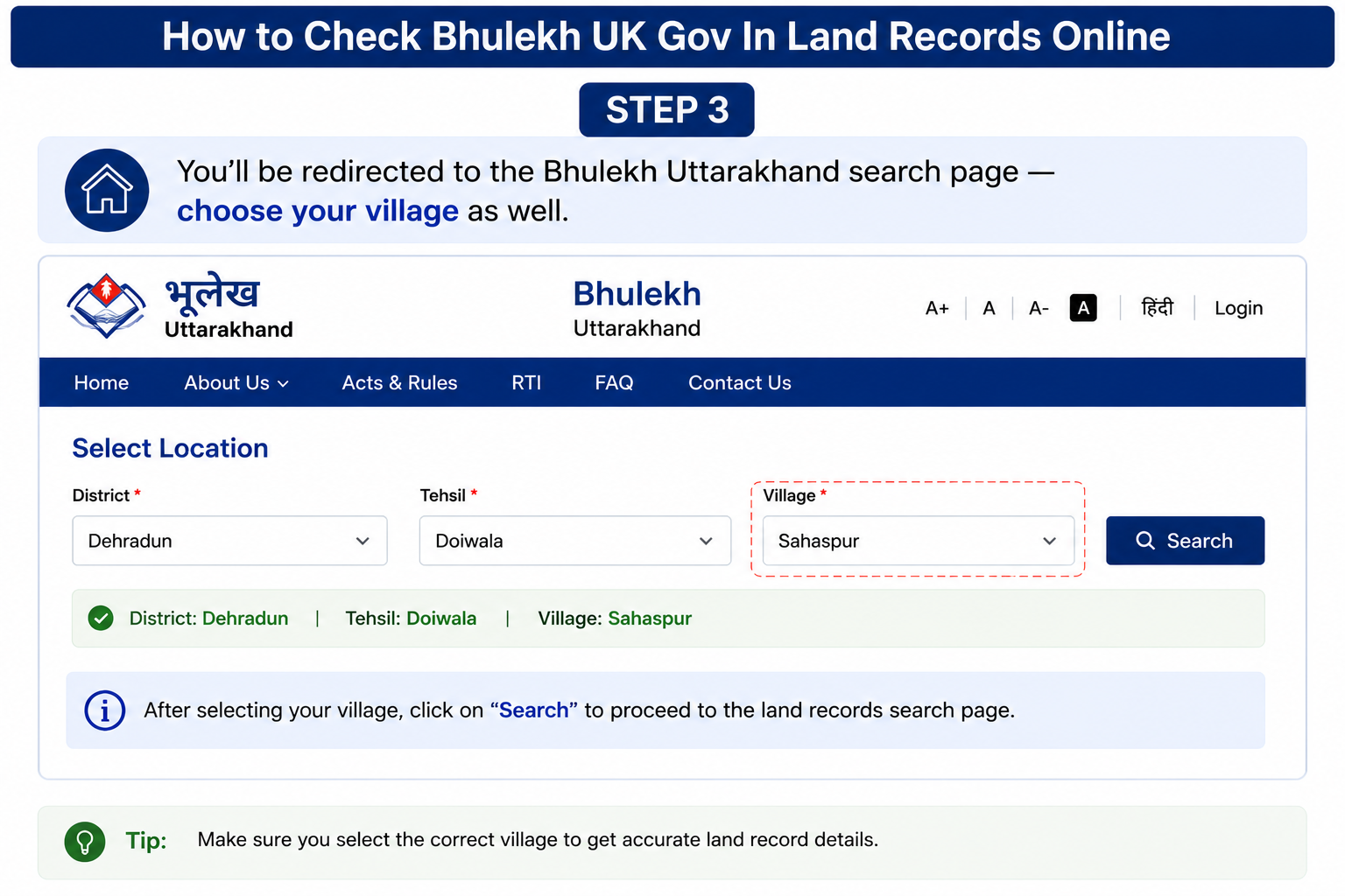 Bhulekh UK Portal Step 3